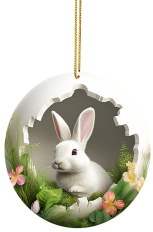Acryl Anhänger Ostern Hase Ornamente Ostergeschenk, Osteranhänger zum Aufhängen, 2D Acryl Hängedeko, Ostern Anhänger, Osterhase Osterschmuck Ostern Deko, für Ostern Frühling zum (D-4, One Size)