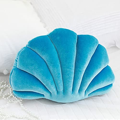 OUKEYI Muschelkissen, Muschel-Form, niedliches Muschelkissen für Sofa, Bett, Couch, Stuhl, Zuhause, Wohnzimmer, Schlafzimmer, Büro, Bodenkissen, 33 x 25,4 cm, Königsblau