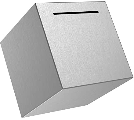MUYIBENMU Blaues Sparschwein für Erwachsene, nicht öffnende Spardose, Edelstahl-Sparschwein für Erwachsene, muss zum Öffnen brechen (Silber, 11,9 cm)