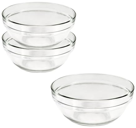 TWO TIGERS Bol de Cristal Redondo en Pack de 3 unidades. Cuenco Versátil para Cocina, Perfecto para Servir Ensaladas, Sopas y Postres. (20 cm)