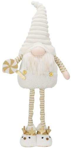 Valery Madelyn Weihnachtswichtel für Weihnachtsdeko,64cm Weihnachtsgnom Weiß Gold,Verstellbaren Beinen,Deko Weihnachten Zwerg für Innen Haus,Weihnachtszierschmuck