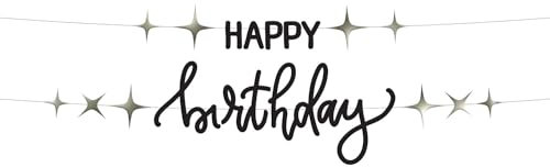 Folat B.V.- Folat 68684 Negro, Dorado Champán-Set de Guirnalda de Letras-Happy Birthday-Crème Noir-1,5 Metros-Una decoración de Feliz cumpleaños Elegante y Encantadora, Color