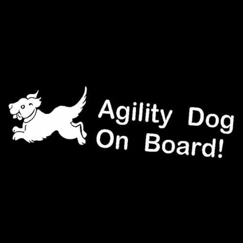 16.8CMx5.4CM Agility Dog On Board Sign Vinyl Aufkleber Auto Aufkleber Schwarz/Silber Auto Stoßstange WC Kühlschrank, Wand, Tür, Motorrad Elektro-Fahrrad-Aufkleber Dekorative Aufkleber