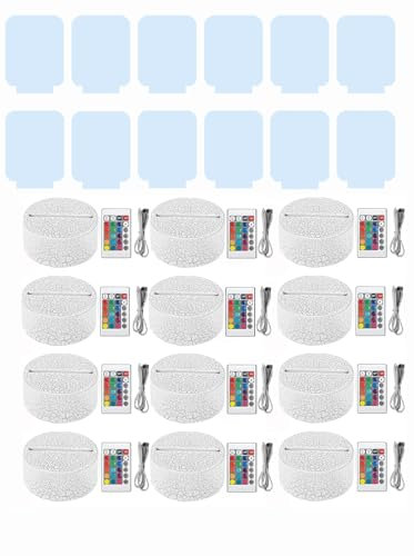 B BachVibes Base Lámpara LED 3D, Night LED Light Base Ajustable 16 Colores con Mando a Distancia y Cable USB, para Dormitorios, Cafeterias, Restaurantes incluye placa Metacrilato (Crack, 12)