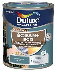 Dulux Valentine Peinture Extérieure Ecran+ Bois - Haute résistance aux intempéries et aux UV, anti-encrassement, couleur longue tenue - Bleu Tempête 2 L