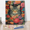 Katze Farbe nach Zahlen für Erwachsene Blumen Farbe nach Zahlen für Erwachsene Katze unter Blumen Farbe nach Zahlen Kit für Erwachsene Leinwand Ölgemälde Kunst Handwerk für Wanddekoration 16x20 Zoll