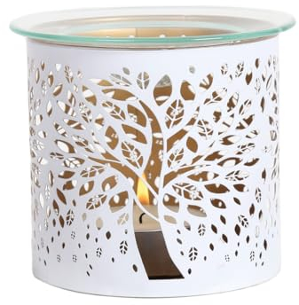 Woodbridge Teelicht Duftlampe | Tree of Life Weiß | Teelichthalter für Zuhause | Duftkerzenhalter Kerzenaccesoires | Duftlampe für Duftwachs