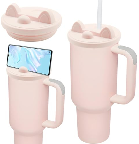 Couvercle De Tasse De Rechange 40 Oz Pour Stanley, Couvercle De Gobelet De 40 Oz De Remplacement Avec Support De TéLéPhone Portable,Replacement Spill Proof Splash Resistant Tumbler Lids