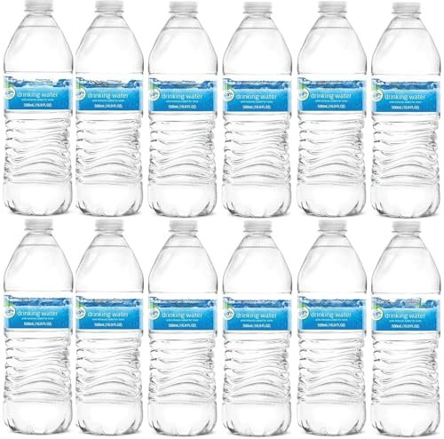 Brocery Purified Drinking Water with Added Minerals 100% Recyclable 16.9 Fl Oz (500 ml) Bottles, Eco-Friendly, Convenient for Daily Hydration Pack of 12