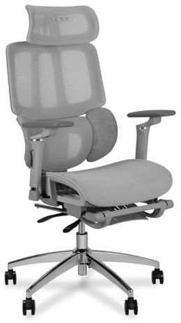 MUSSO H80 Pro Ergonomischer Bürostuhl, Mesh Schreibtischstuhl Mit 3-Zonen Dynamischer Lendenwirbelstütze 4D Verstellbare Armlehne 5-stufig Verstellbare Rückenlehne Bürostuhl Fußablage