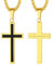 U7 Kreuz Halskette Männer Edelstahl Kette mit Kreuz Anhänger Kruzifix Kette mit Gravur Herren Latin Kreuzkette mit Schwarz Emaille Simpel Kreuzanhänger Gold Kettenanhänger Modeschmuck für Weihnacht