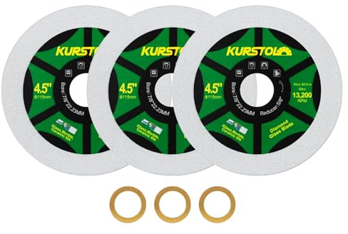 KURSTOL Diamond Glass Cutting Disc - 3pcs 75mm Ultra-Thin Saw Blade | for Glass, Jade, Crystal, Wine Bottle, Ceramic Tile, Arbor 10mm Compatible for Mini Angle Grinder