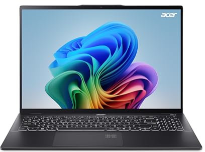 Acer Swift 16 AI OLED (SF16-51-57H6) Copilot+ PC, AI Laptop, 40 Tops, 16 WQ2.8K OLED 120Hz Display, Intel Core Ultra 5 226V, 16 GB RAM, 512 GB SSD, Intel Arc Grafik 130V, Windows 11, QWERTZ Tastatur