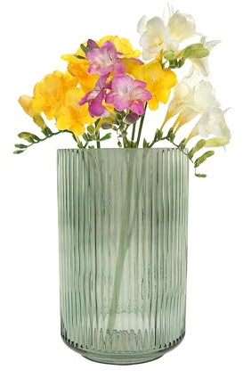 Point-Virgule Vaso in vetro, decorazione per la casa dal design elegante, verde, 12 x 19,3 cm