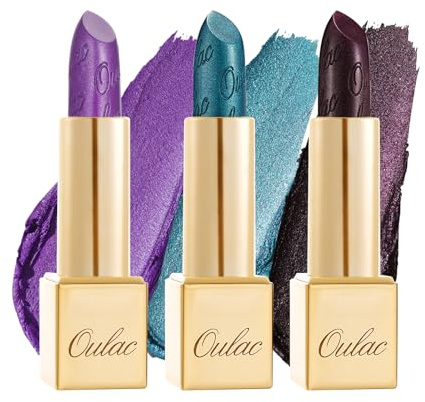 Oulac Halloween Metallic-Glanz-Lippenstift-Set, Mattes Metallic-Finish, Hochpigmentierte und Feuchtigkeitsspendende Formel, Glatt und Kornfrei, Vegan 3PCS