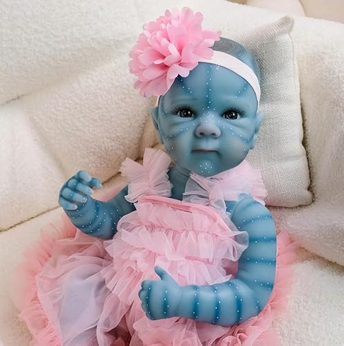 ROSHUAN Realistische Reborn Avatar Puppen Mädchen 18 Zoll 48 cm Neugeborenes Anatomisch Korrektes Baby Mädchen Avatar Vollsilikon Vinyl Real Life Reborn Baby Puppen Soft Body Weighted Toy Bettie