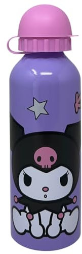 CARTOON Borraccia per bambini in alluminio bottiglia da 500 ml con beccuccio (Kuromi, rosa)
