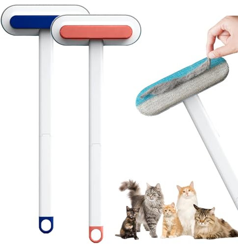 Tierhaarentferner Multifunktion Langen Griff, 2025 Neu 3 in 1 Pet Hair Remover, Fusselrasierer Tierhaarentferner Doppelte Verwendung Multifunktionaler Reinigungsbürste für Kleidung Sofa (2PC)