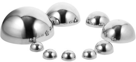 LOORGVEL 9pcs Boules INOX Demi-sphères Miroitantes Résistantes aux Intempéries pour Décoration de Jardin Extérieur en Acier Inoxydable Argenté