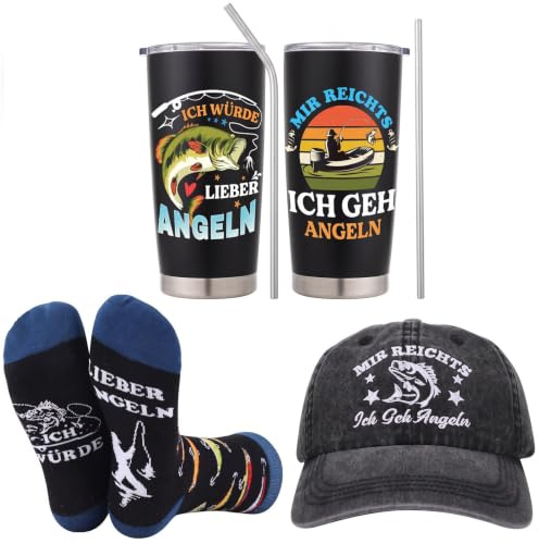 Utensilsto Geschenke für Angler Lustige Geburtstag Geschenke für Männer | Vatertagsgeschenk,Geburtstagsgeschenke,Thermobecher,Baseballkappe,Lustige Socken,Geschenkbox,Geschenke für Papa Opa Ehemann