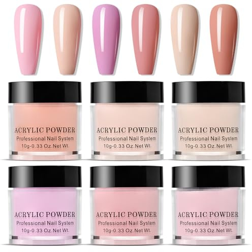 Dip-Puder-Nagel-Set, 6-teilig, Dip-Puder, 6 Farben, Nude-Farben, Acrylnägel, schnell trocknendes, langlebiges DIY-Set für Anfänger, DIY-Maniküre zu Hause