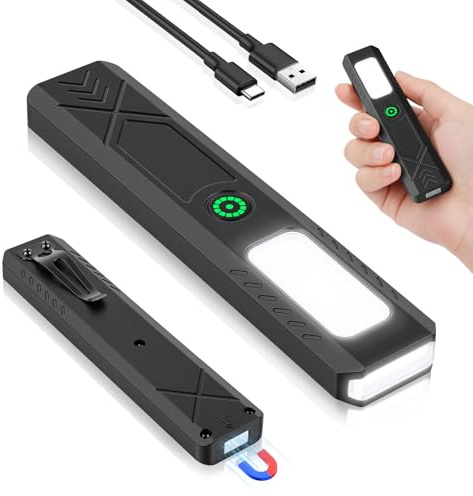HOTUT USB C Wiederaufladbare Klein Taschenlampe, LED Arbeitsleuchte, Inspektionslampe COB LED Handlampe mit Magnet und Clip, 6 Modi Helligkeit Arbeitslampe für Wartung, Camping, Wandern, Notfall