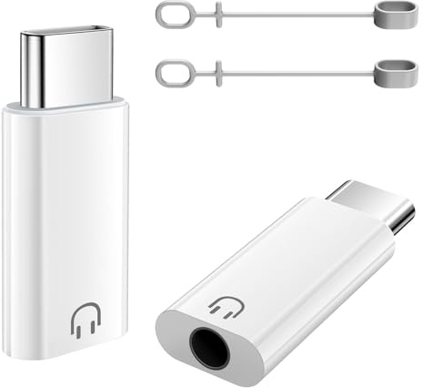 TiMOVO Adattatore da USB C a Cuffie Audio da 3,5 mm, Bianco | Adattatore da Tipo C a Jack Cuffie Aux con Anello Anti- Perdita Compatibile con iPhone 17/16/15/iPad, Galaxy S25/S24/S23