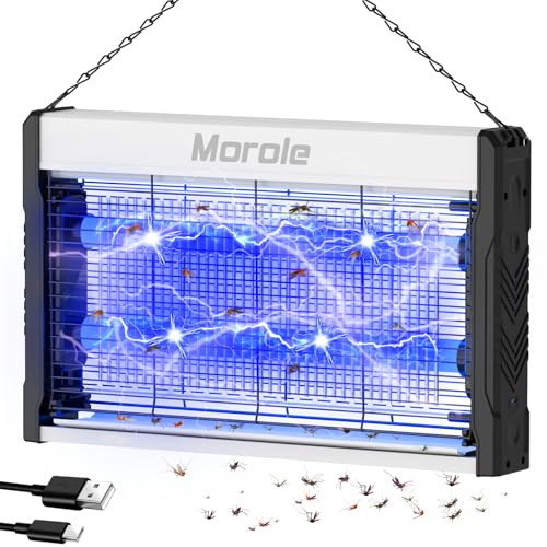 Morole Lampara Antimosquitos 3200V, Mata Mosquitos Electrico | Mata moscas y polillas, 2 LED UV, cadena de suspensión, pared, uso interior/exterior
