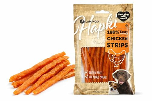 Hundeleckerli - Leckerli Hund - Flamingo Hapki Hühnerstreifen - 85 g - glutenfrei - ohne Zuckerzusatz