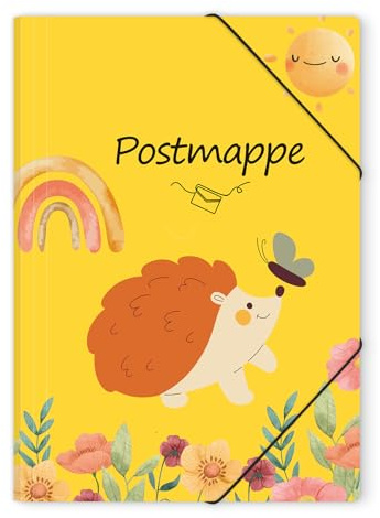 Konvinit Postmapp a4 skola – hörnspännmapp PP dokumentväska med hörnspänngummi, 0,45 mm tjock, dokumentmapp med motiv för kontor och hemmakontor