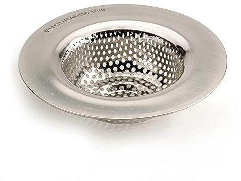 RSVP International Endurance® Stainless Steel Large Sink Strainer, 4.5 | Traps Food Scraps | Polished Finish with Precision Pierced Holes | Dishwasher Safe