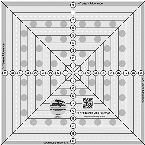 Creative Grids 9-1/2in x 9-1/2in Square It Up and Fussy Cut Ruler cgrsq9 by Creative Grids