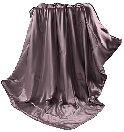 THXSILK Kuscheldecke Seide, Seide Heimdecke, 100% Maulbeereseide Innen und außen, Wunderbar Weich TV-Decke Kuscheldecke, Größe 135x180 cm - Lila