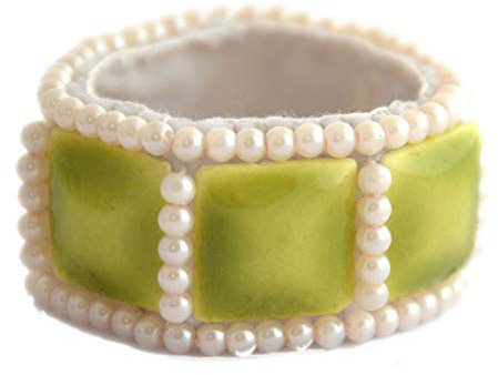 Serviettenringe, Grün/Anis, aus Porzellan und Glasperlen, Modeschmuck, 2 Stück