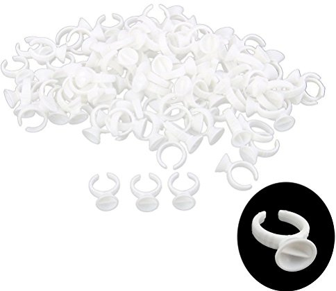 yueton Lot de 100 supports jetables en plastique à 2 emplacements pour nail art, tatouage, colle, palette, extensions de cils, supports adhésifs pigments, outils de beauté