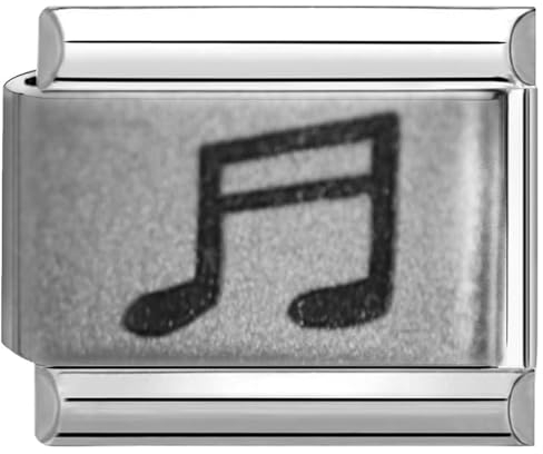 Quiges - 9mm Italian Style Charm Modul Edelstahl Laser Musiknote für Italienische Armbänder