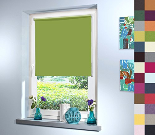 Sun World Verdunkelungsrollo nach Maß, Rollo nach Maß, Maßanfertigung Innenrollo, Balkontür, Rollos nach Maß, Blickdicht, für Fenster & Türen, Klemmfix ohne Bohren (250cm Höhe x 80cm Breite/Grün)