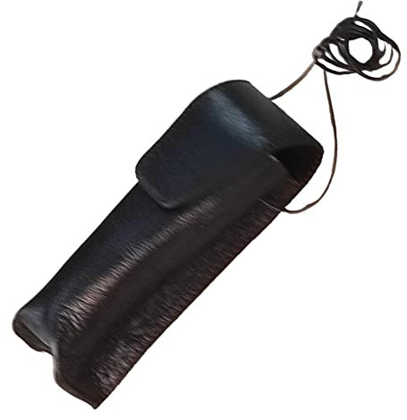 Portaocchiali da collo in pelle unisex custodia per occhiali, Dimensione: Grande, Colore articolo: Nero, Impuntura a macchina: Nero