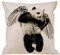 HGOD DESIGNS Panda-Kissenbezug, dekorativer Kissenbezug, Panda-Engel mit Flügeln und Schleife, Baumwollleinen, für den Innen- und Außenbereich, quadratisch, für Zuhause, Sofa, Couch, Schwarz,Weiß