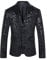 Allthemen Herren Pailletten Sakko Gold Glitzer Blazer Slim Fit Hochzeit Smoking Schwarz M