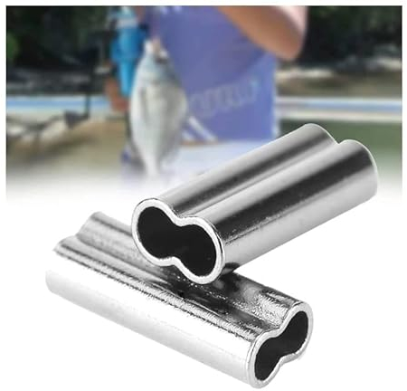 Angelschnur Klemmhülsen, Aluminium Crimpen Loop Sleeve Angeln, Doppelzylinder Crimphülsen, 100 Stück Double Barrel Crimphülsen Kupferrohrverbinder für Angel-Vorfächer und Angelschnur(1,0 mm*10 mm)