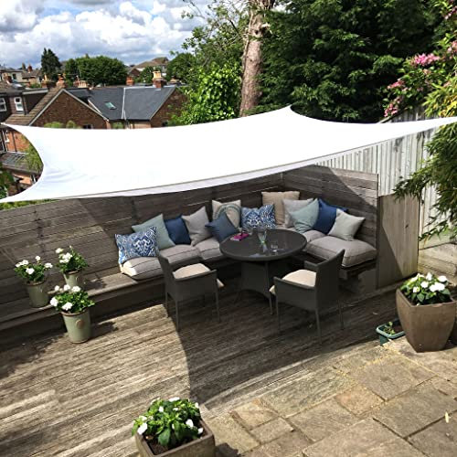 Clara Shade Sail Toile Parasol carrée de Jardin 98% de Protection Contre Les UVs Blanc (Square 4m, Blanc)