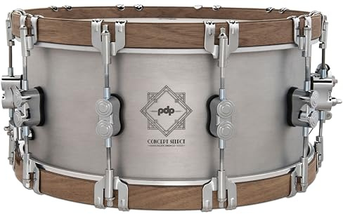 Pacific Drums Concept Select Metal Snare, 14 x 6,5, 3 mm Aluminium/Walnuss-Holzspannreifen
