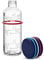 Motivierende Glasflasche 600 ml 0,6 l Trinkflasche mit Zeitmarkierung Trinkerinnerung, Kohensäure geeignet, BPA frei, auslaufsicher, bruchsicher, Navigator, Nachtblau