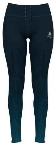 Odlo Damen ZEROWEIGHT Print Tights, Blue Wing Teal, L