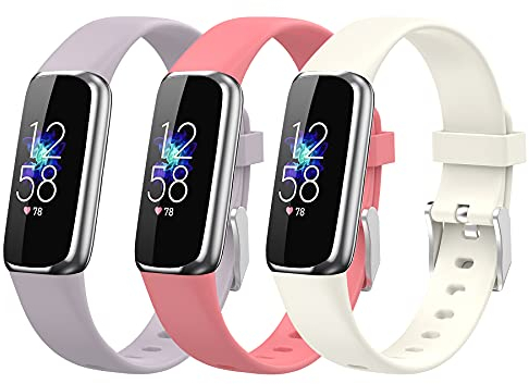 SenMore 3 Stück Armband für Fitbit Luxe, wasserdicht, schweißfest und atmungsaktiv Farbe weiches Silikon-Ersatzband (6,1 - 8,7)
