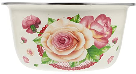 Emaille Schüssel Schale Vintage Suppenschale: 24cm Gemüse Obst Reis Waschschüssel Blumenvase Metall Salatschüssel Rührschüssel Nudelschale Suppenschüssel Obstschale für Küche Garten Landhausstil Deko