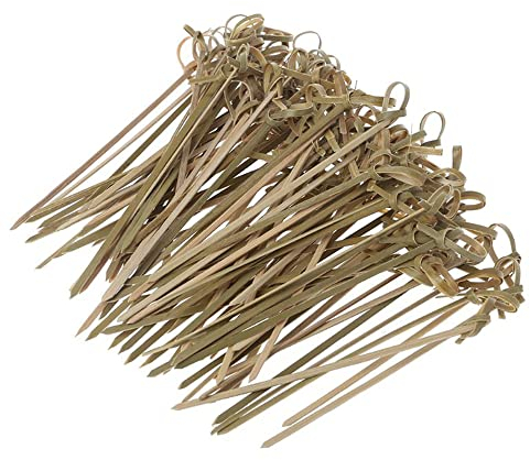 CENPEK 200Pcs Bamboo Cocktail Picks, 12CM Bamboo Skewers, Cocktail Toothpicks for Appetizers Appetizers Cocktail Party BBQ (Knotted End)