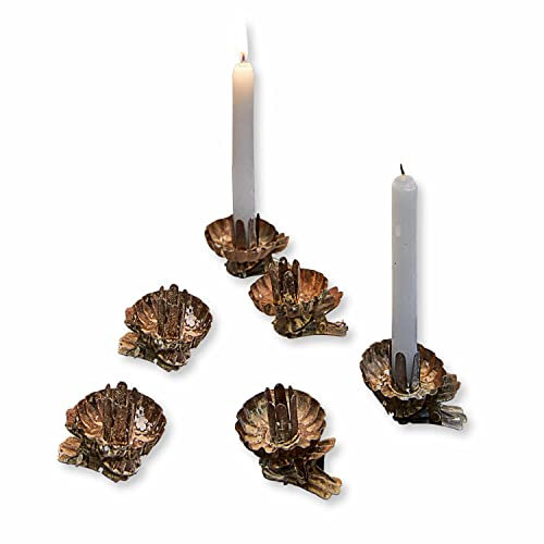 Loberon Kerzenhalter 6er Set Hermel, mit Klippverschluss, Antik-Finish, Weihnachtstischdeko, Weihnachtsdekoration, Weihnachten, Eisen, antikbraun