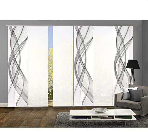 wohnfuehlidee 6er-Set Schiebegardinen (54147), Mariella, Höhe 245 cm, grau/Weiss